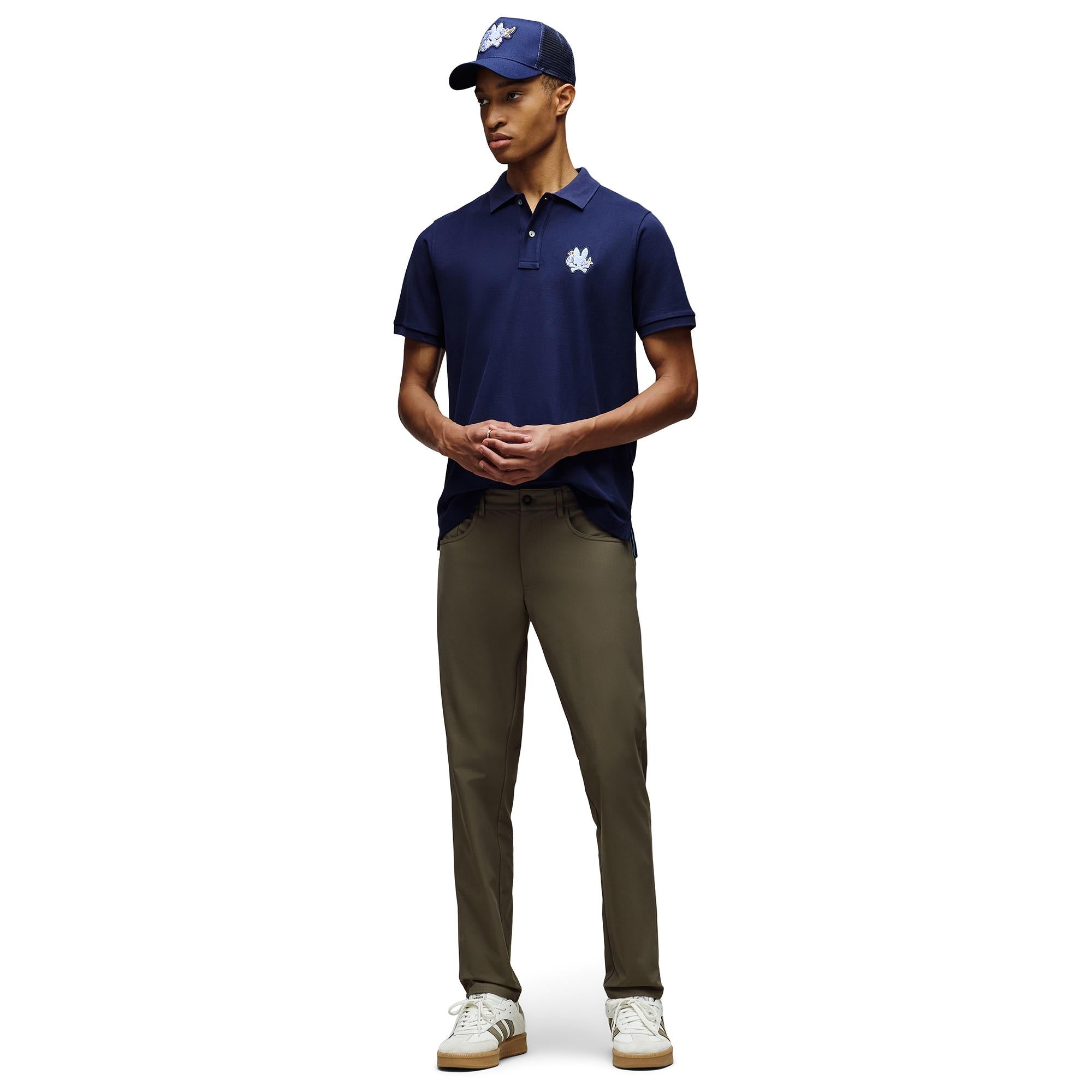 Psycho Bunny Auguste Pique Mens Polo Shirt Evening Blue